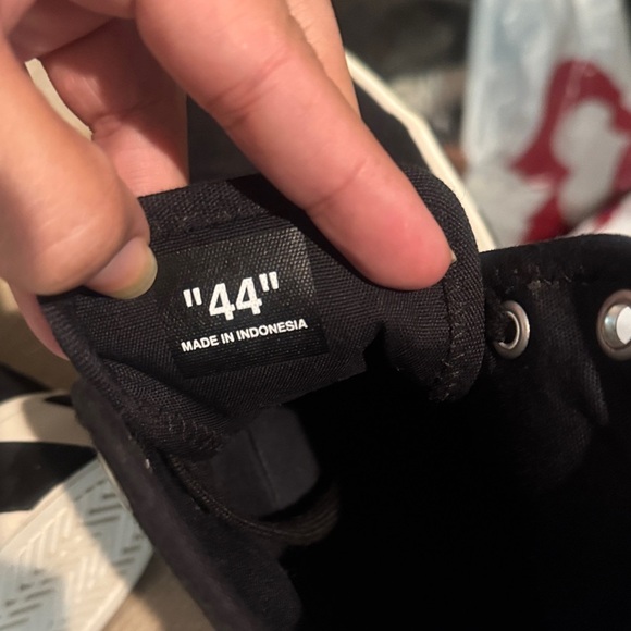 Off-White Black Canvas Sneakers with White Stripes - Picture 10 of 13